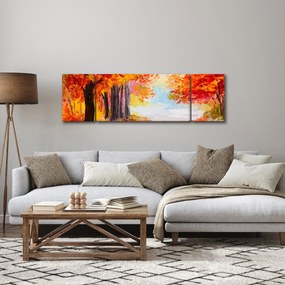 Obraz - Obraz olejny, kolorowa jesień (170x50 cm)