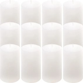 Zestaw świec rustykalnych, 11,5 cm, Ø 6,8 cm, biały, 12 szt.