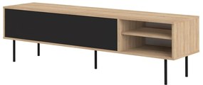 Czarna szafka pod TV w dekorze dębu 165x40 cm Ampère – TemaHome