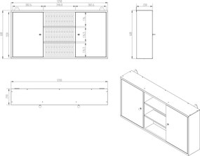 Wisząca szafka na narzędzia Ben All Black 120x20x60 cm czarny