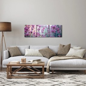 Obraz - Lawenda (z zegarem) (90x30 cm)