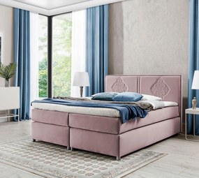 Różowe welurowe łóżko kontynentalne 5 rozmiarów Z9-W35