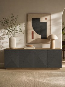 Komoda Asha 200 cm czterodrzwiowa - artisan / rivier stone mat
