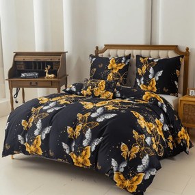 PrzytulneMieszkanie.pl PrzytulneMieszkanie.pl Pościel z mikrofibry GOLD BUTTERFLY czarna Rozmiar pościeli: 70 x 90 cm | 140 x 200 cm
