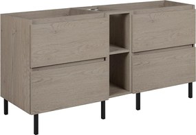 Meble łazienkowe 140 cm (2 X 60 + 20) + nóżki meblowe, Kolor: Ciemny Dąb, 140 x 80,7 x 46 cm