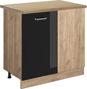 Szafka narożna czarny wysoki połysk 86x60x81.6 r-line