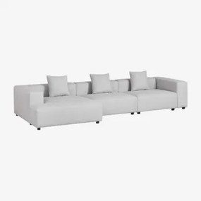 Modułowa Sofa Z Szezlongiem Lewostronnym, 3-częściowa (↔︎375 Cm) Z Wysokim Podłokietnikiem Bruna Tkaniny Gris Glacial - Sklum