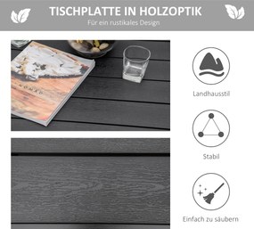 Outsunny Stół Ogrodowy Aluminiowy dla 4 Osób Meble Jadalne Łatwe w Utrzymaniu Czarny 140x90x74cm | Aosom PL