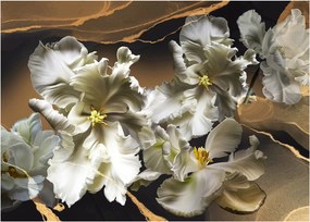 Obraz na szkle - Orchidea kwiaty na marmurowym tle (70x50 cm)