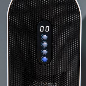 HOMCOM Grzejnik termoelektryczny 2000 Watt   Zdalne sterowanie 24-godzinny timer Oscylacja Metal, Plastik Biały + Czarny 21 x 21 x 63,5 cm