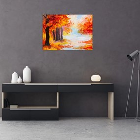 Obraz na szkle - Obraz na szkle olejny, kolorowa jesień (70x50 cm)