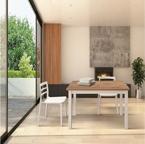 Stół drewniany z efektem dębu, białe nogi, 110x70cm-190x70cm przedłużenie - POSITANO