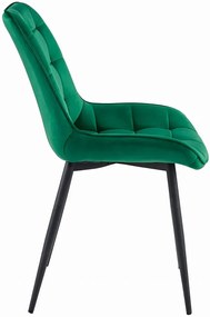 Ciemnozielone pikowane krzesło z czarnymi nogami - Alvor