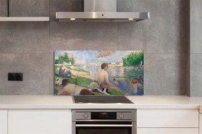 Szklany Panel Kąpiący się w Asnieres - Seurat
