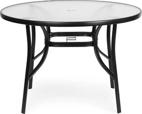 Stolik ogrodowy okrągły 105 cm z otworem na parasol Tulum 080, czarny