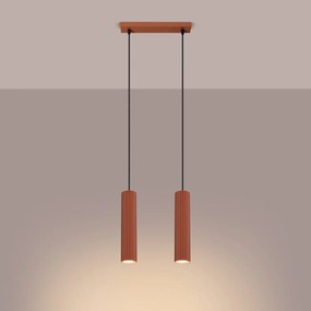 Lampa wisząca KARBON 2 ochra czerwona ryflowana SOLLUX  LIGHTING