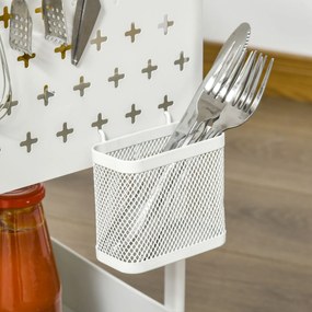 HOMCOM Wózek 3-poziomowy Wózek do serwowania Wózek do przechowywania Półka kuchenna z kółkami Biały