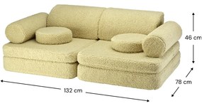 Zielona sofa dla dzieci z materiału bouclé 132 cm Settee – Wigiwama