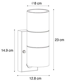 Zewnetrzna Kinkiet / Lampa scienna zewnętrzny czarny 2-punktowy AR70 z czujnikiem ruchu - Duo Nowoczesny Oswietlenie zewnetrzne