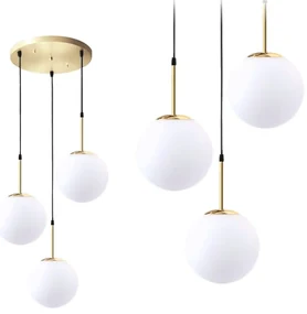 Lampa Wisząca Szklana Kula Mleczna APP656-3CPR Złota