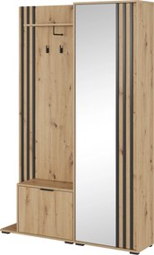Masseno Garderoba NELIANA 131/192/40 cm do Przedpokoju Nowoczesna Dąb Artisan