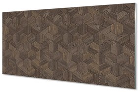 Panel szklany do Kuchni Drewniane Sześciokąty