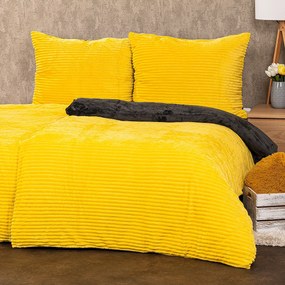 4Home Pościel mikroflanela Stripe żółty, 140 x 200 cm, 70 x 90 cm