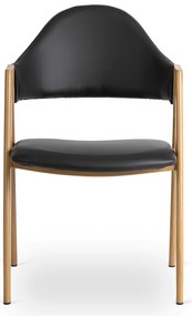 Krzesło Tapicerowane do Salonu WILLY Czarne Ekoskóra Nowoczesne Loft