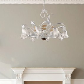 Żyrandol koszowy z żelaza lakierowanego na biało w stylu shabby chic, 8 świateł, 112 Ø85 BL274-8-BCO