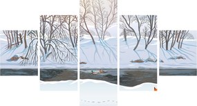 Obraz - Lis w zimowym krajobrazie (125x70 cm)