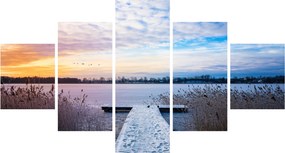 Obraz - Zamarznięte jezioro, Ełk, Mazury, Polska (125x70 cm)