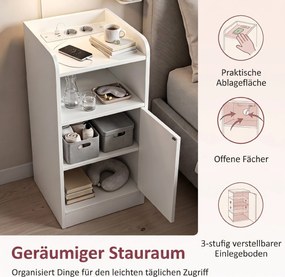 HOMCOM Zestaw 2 stolików nocnych ze stacją ładującą, wąska szafka nocna z otwartą półką, regulowaną półką do sypialni | Aosom PL