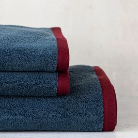 Ciemnoniebiesko-szary ręcznik z bawełny organicznej frotte 50x90 cm Soft – Mette Ditmer Denmark