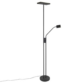 Nowoczesna lampa stojąca czarna z diodą LED i ściemniaczem z lampką do czytania - Jazzy Nowoczesny Oswietlenie wewnetrzne