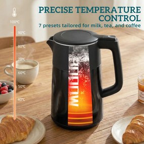 HOMCOM Elektryczny czajnik, 1,7 l, szybkie gotowanie, 2200 W, z wyświetlaczem LED, funkcją podtrzymywania ciepła, zabezpieczeniem przed suchobiegiem, bez PTFE | Aosom PL