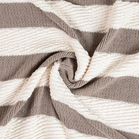 Koc RUDENS w szaro -kremowe pasy 130x170cm HOMLA