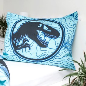 PrzytulneMieszkanie.pl PrzytulneMieszkanie.pl Świecąca pościel bawełniana JURASSIC WORLD w kolorze niebieskim Rozmiar pościeli: 70 x 90 cm | 140 x 200 cm