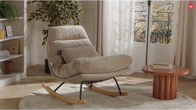 Fotel bujany z tapicerką taupe - RELIACO