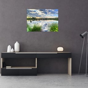 Obraz jeziora z trzcinami (70x50 cm)