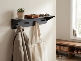 Metalowy wieszak ścienny KENAN 60 cm, czarny