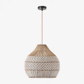 Lampa Sufitowa Wisząca Z Plecionego Rattanu Llaury Miel - Czarna & Ø40 Cm - ↑40 Cm Llaury - Sklum