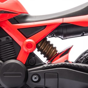 AIYAPLAY Motocykl Elektryczny dla Dzieci, Napęd 6V, Kółka Boczne, Klakson, Dźwięk Startu, 3-8 Lat, Czerwony