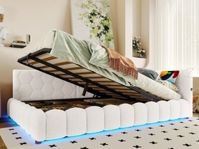 Narożnik wypoczynkowy z pojemnikiem 140x200 cm - z oświetleniem LED - z USB + Type-C - biały (bez materaca)