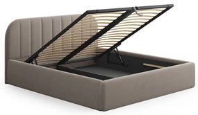 Jasnobrązowe tapicerowane łóżko dwuosobowe ze schowkiem ze stelażem 180x200 cm Juno – Windsor &amp; Co Sofas