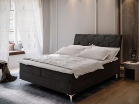 Masseno Łóżko kontynentalne MACON z pojemnikiem na pościel 180x200 cm - Czarny, ASTON 18