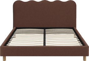 Łóżko Tapicerowane 160x200 cm IZMIR ze Stelażem Dwuosobowe Rude