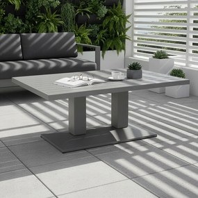 Narożnik ogrodowy Bellagio NM21-G-GR z pufami i ławostołem, szary, poduszki szare