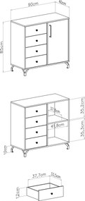Komoda Anders 90 cm z szufladami - biały