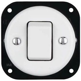 Bohemia-Design - Porcelanowy retro pojedynczy wyłącznik bez ramki nr 7 biały