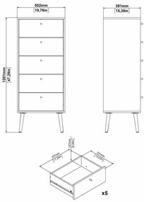 Biała wysoka komoda 50x120 cm Bodo – Tvilum